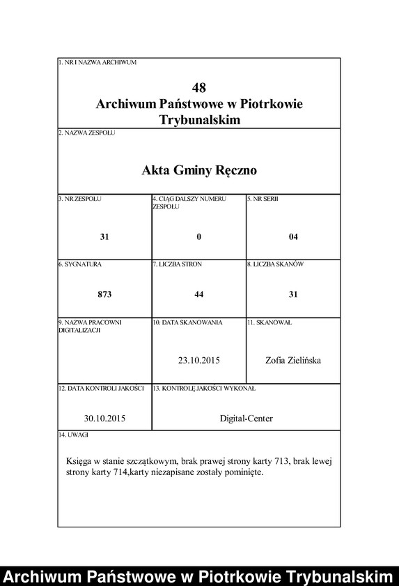 Obraz 1 z jednostki "[Księga ludności stałej gminy Ręczno wsi: Dąbie Podstolskie]"