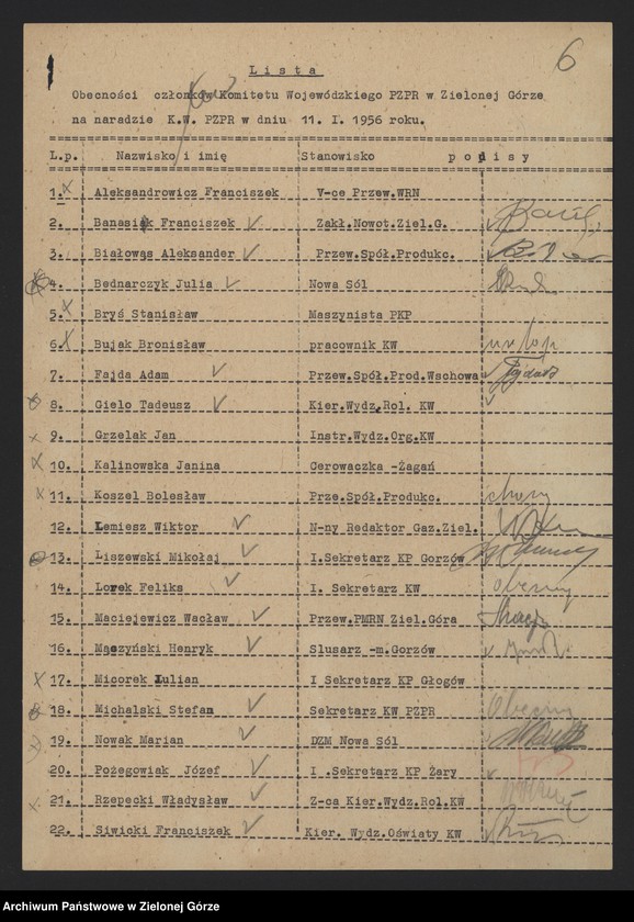 image.from.unit.number "Protokół plenarnego posiedzenia nt.: Sprawy organizacyjne. 11 stycznia 1956 r."