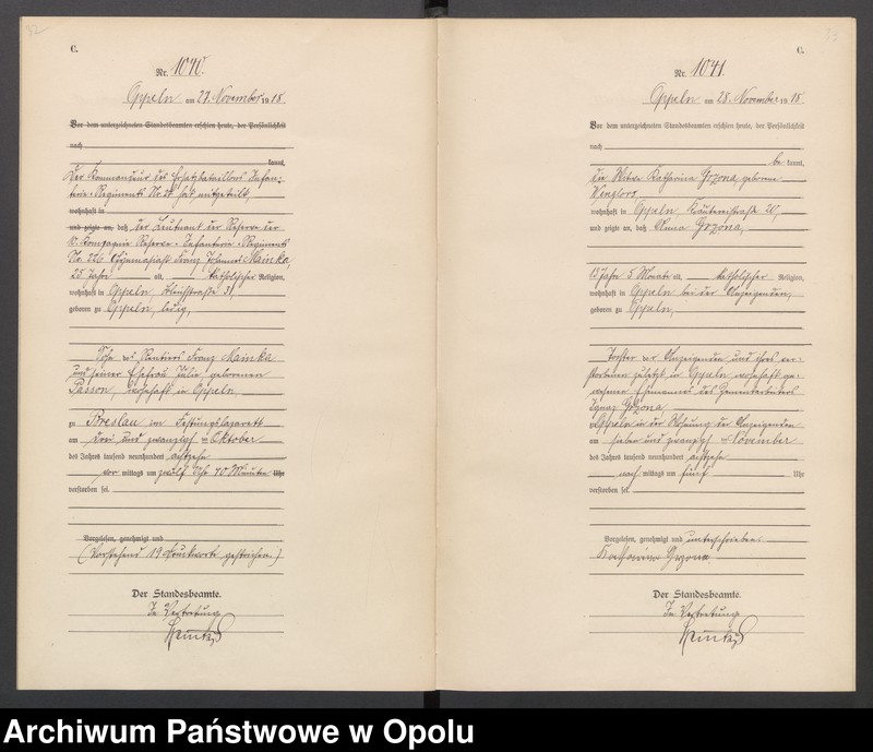 Obraz 20 z jednostki "[Rejestr zgonów] 1918 Tom III Nr 1010-1124"