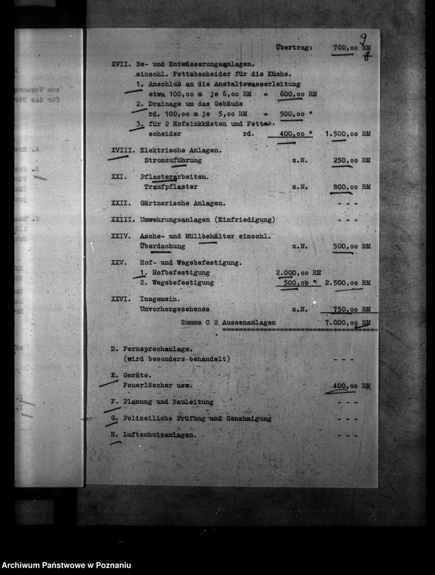 Obraz 13 z jednostki "Verentwurf für den Neubau eines Wirtschaftsgebäudes des Strafgefängnisses Warthestadt (Wronki)"