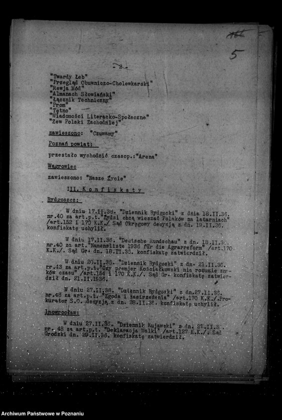 Obraz 10 z jednostki "Sprawozdania prasowe za czas od stycznia do grudnia 1936 r."