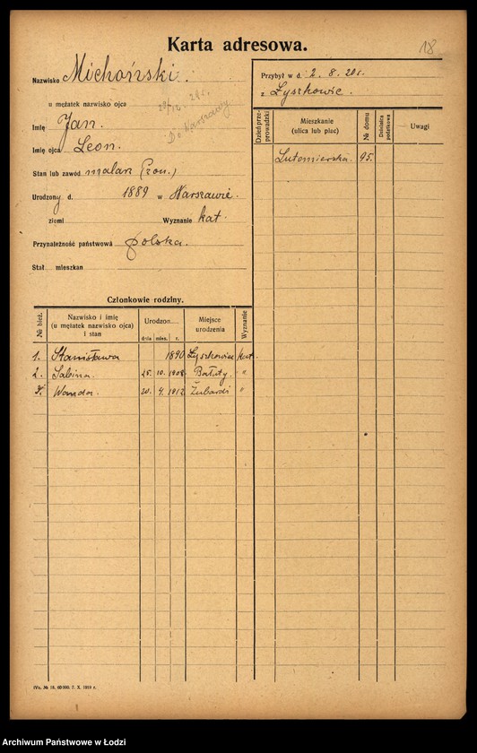 Obraz 20 z jednostki "[Spis ludności Łodzi] Michlicka - Mielczan"