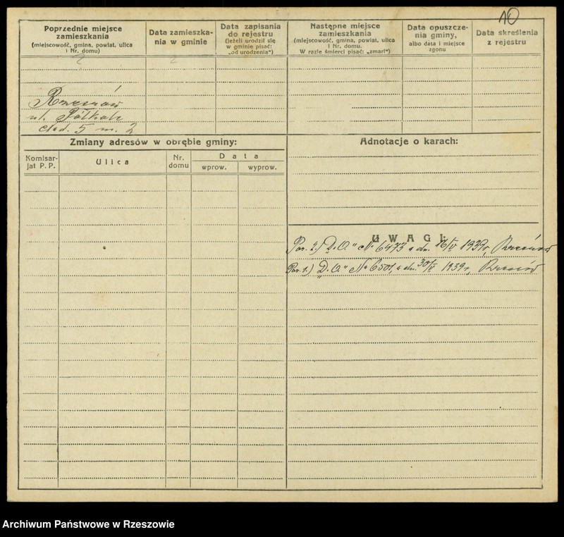 Obraz 12 z jednostki "Kartoteki kontroli ruchu ludności Litera: K"