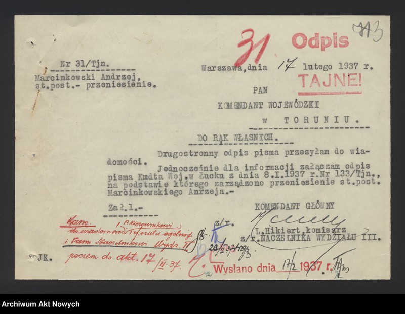 image.from.unit.number "Przeniesienia służbowe urzędników i pracowników kontraktowych Policji Państwowej. Orzeczenie, opinie, raporty, wnioski, sprawozdanie, korespondencja."