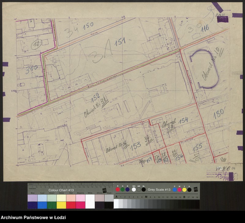 Obraz 1 z jednostki "Plan m. Łodzi 1:2000 z oznaczeniem podziału miasta na Obwody Komitetów Blokowych. Sekcja SO 21"