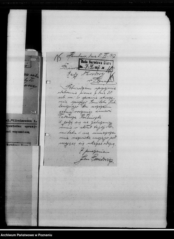 Obraz 19 z jednostki "Rok Kościuszkowski - korespondencja związana z obchodami setnej rocznicy śmierci Tadeusza Kościuszki."