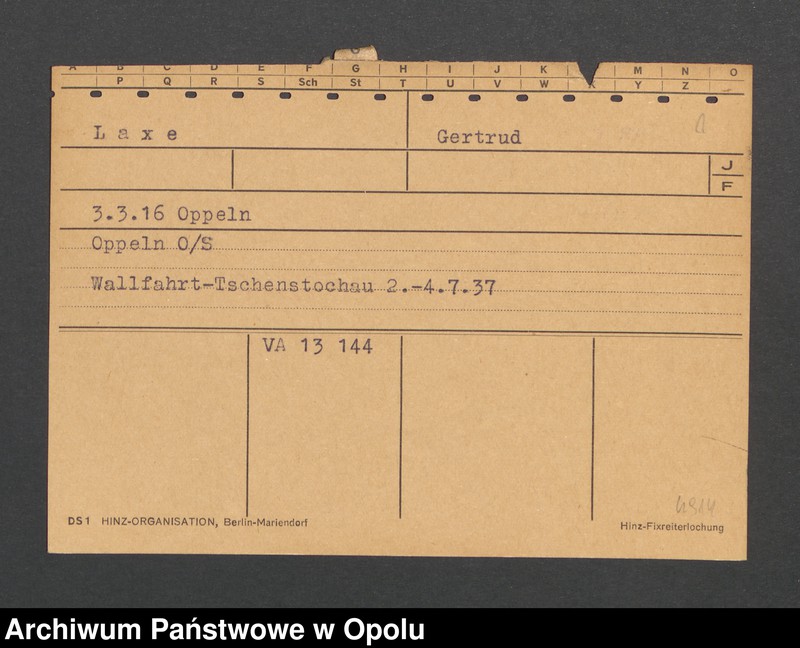 Obraz 3 z jednostki "[Laxe Gertrud, ur. 3.03.1916 r. Oppeln]"