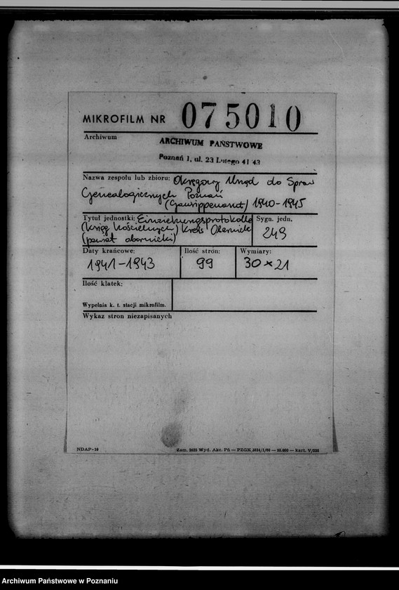 Obraz 2 z jednostki "Einziehungsprotokolle [ksiąg kościelnych] Kreis Obornik [powiat obornicki]"