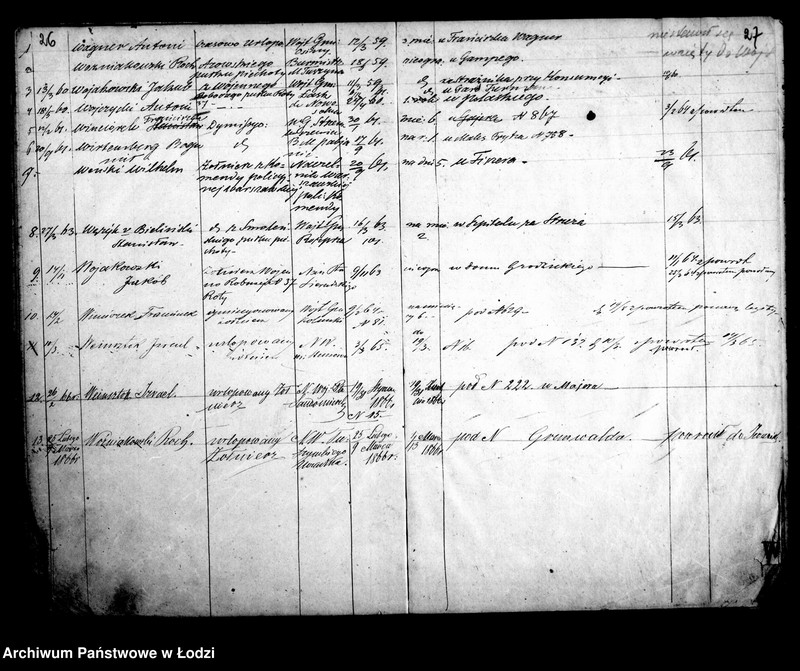 Obraz 18 z jednostki "Kontrolla niższego stopnia wojskowych za czasowymi świadectwami w mieście Łodzi przebywających w roku 1859 założona"