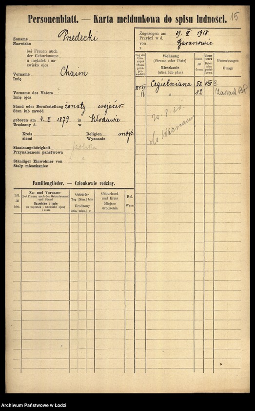 Obraz 17 z jednostki "[Spis ludności Łodzi] Przedbórz-Przybyliński"