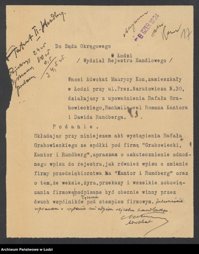 Obraz 19 z jednostki "Grabowiecki, Kantor o Rundberg – sprzedaż towarów włókienniczych"