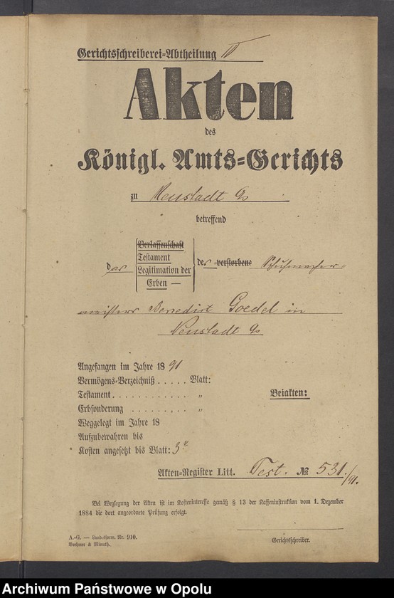image.from.unit.number "Verfügung von Todes wegen des Rentiers Benedict Gödel in Neustadt"