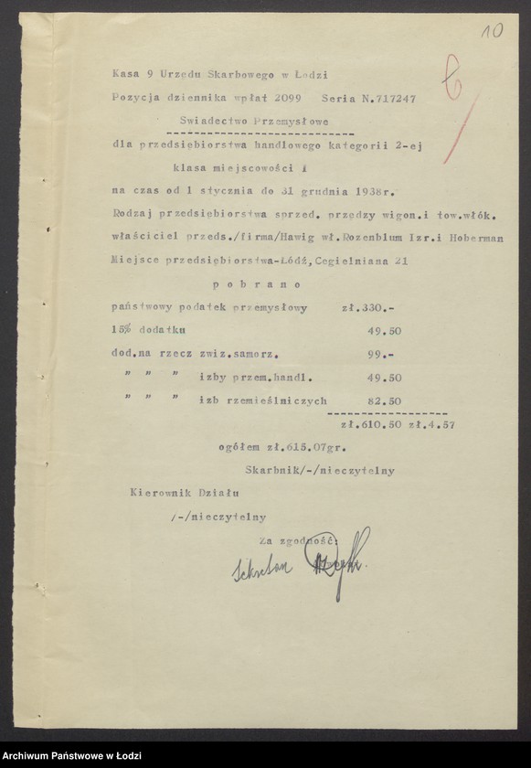 Obraz 12 z jednostki "Izrael Rozenblum, Aron Hoberman- sprzedaż przędzy i wyrobów włokienniczych"