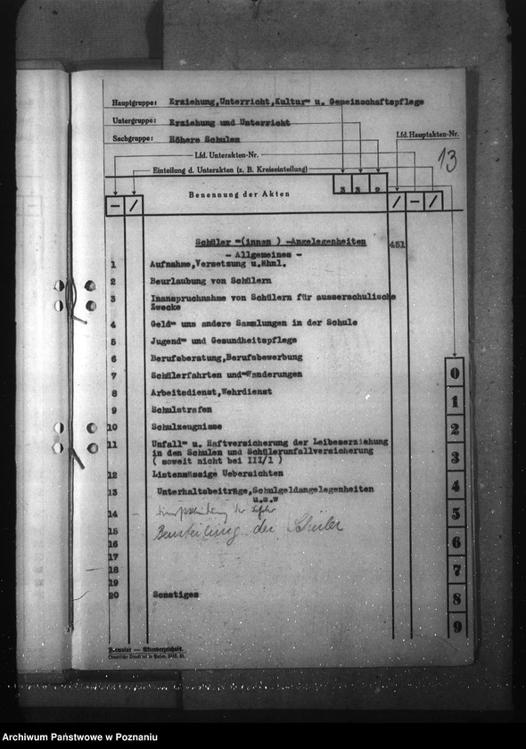 Obraz 17 z jednostki "Aktenplan der Heimoberschulen"