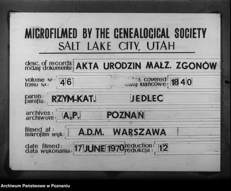 Obraz 1 z jednostki "Duplikat baptisatorum, copulatorum, mortuorum"