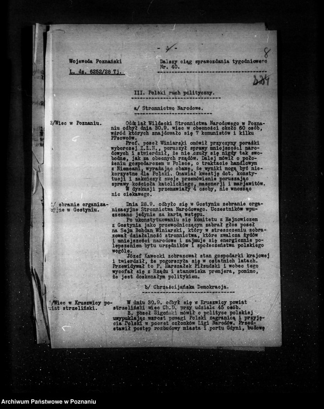 Obraz 12 z jednostki "Sprawozdania sytuacyjne tygodniowe za czas od 28 września do dnia 1 listopada 1928 r."