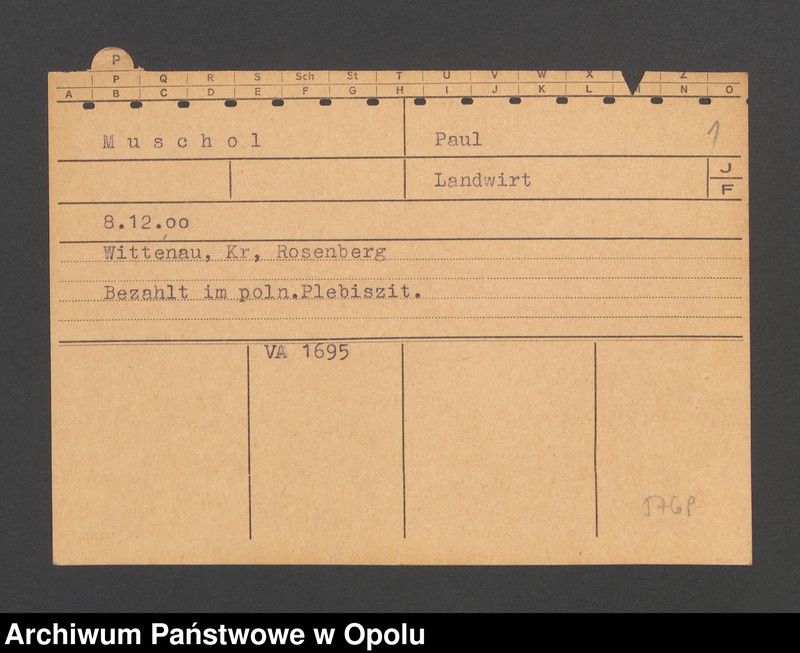 Obraz 3 z jednostki "[Muschol Paul, ur. 8.12.1900, zam. Wittenau]"