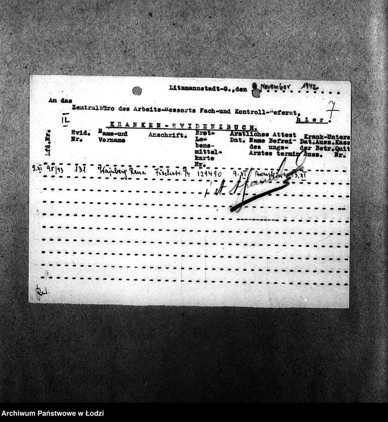 Obraz 10 z jednostki "[Wyciągi z książki ewidencyjnej chorych]"