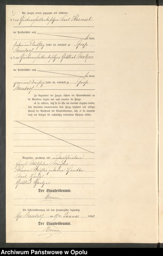 image.from.unit.number "Heiraths-Neben-Register Standes-Amt Gross Neudorf 1890"