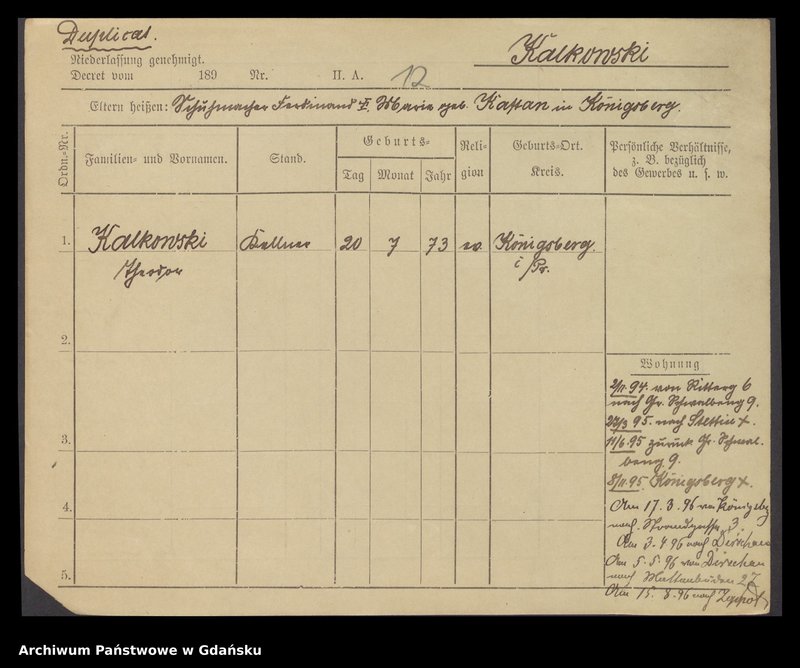 image.from.unit.number "Karty meldunkowe: Kalkoff - Kallweit"