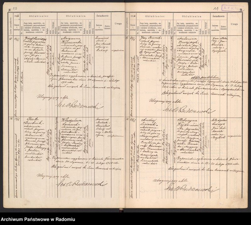 image.from.unit.number "[Duplikat Tom I Księga zaślubionych parafii Głowaczów za 1916 r.]"
