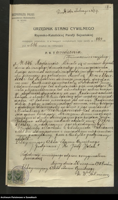 image.from.unit.number "Dokumenty Zaślubionych Smoleńskiej parafji za 1928 rok"