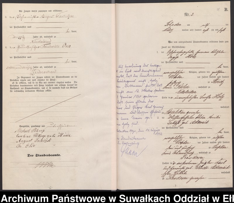 image.from.unit.number "Heiraths-Haupt-Register des Königlich Preussischen Standes-Amtes Schaden Kreis Sensburg"