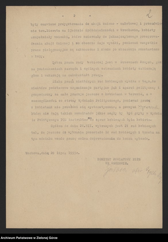 Obraz 4 z jednostki "Liga Kobiet: informacje KW i KP o kampaniach wyborczych w Lidze Kobiet. Informacje KP z konferencji kobiet - delegatek spółdzielczości - 1955, 1959-1960, 1964, 1967"