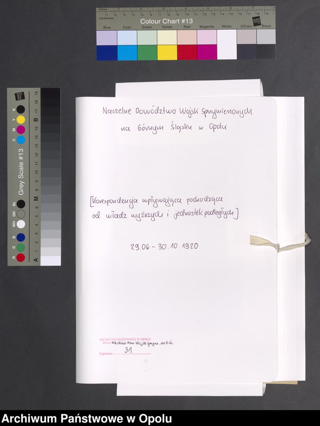 Obraz 2 z jednostki "Commandement Superieur des Forces Alliees en Haute-Silesie-Entrees /Korespondencja wpływająca pochodząca od władz wyższych i jednostek podległych/ 29.06.1920 - 30.10.1920"