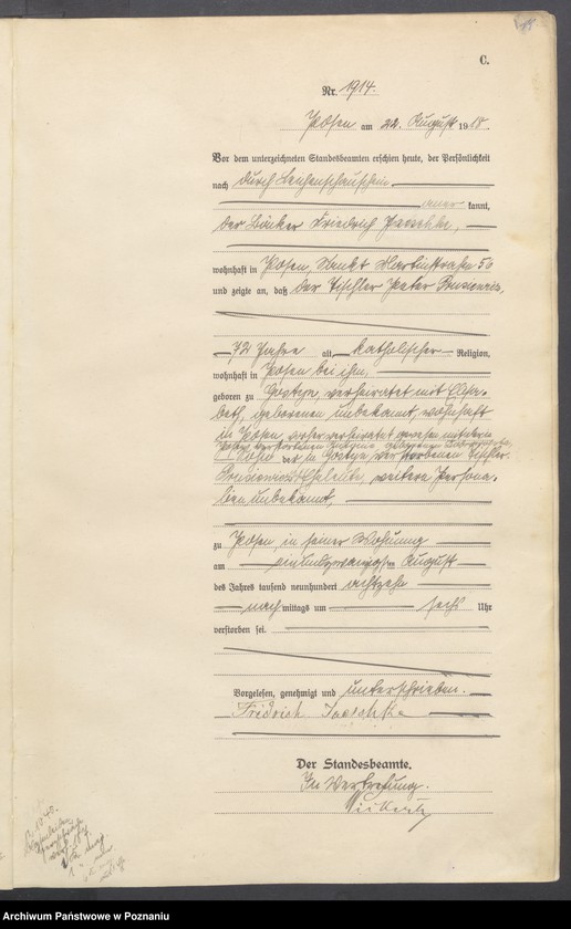 Obraz 13 z jednostki "Księga miejscowa zgonów tom V [Rejestr główny zgonów]"