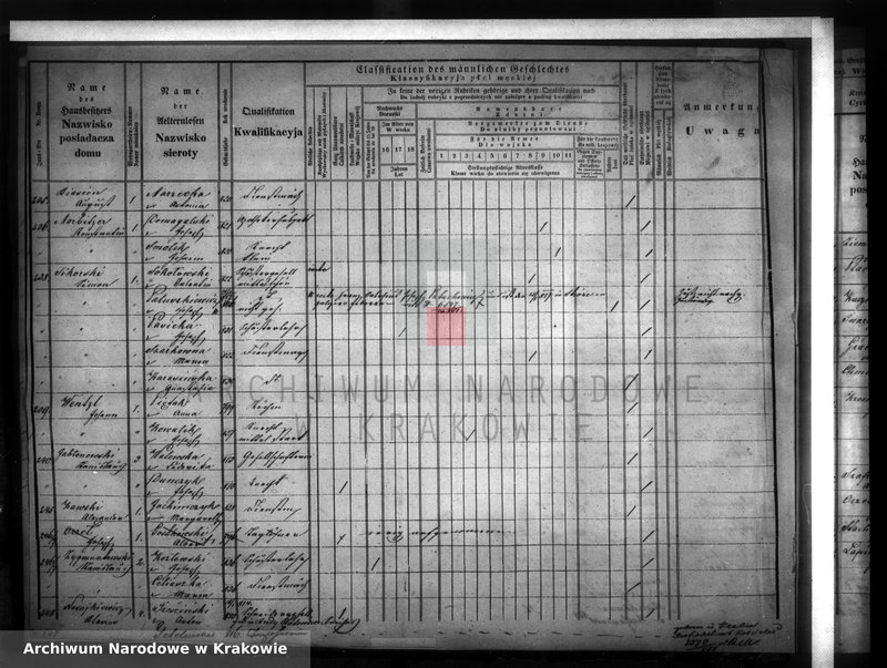 Obraz z zespołu "Spis ludności miasta Krakowa z r. 1850"