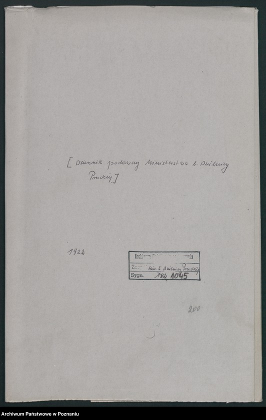 Obraz 2 z jednostki "[Dziennik podawczy Ministerstwa byłej Dzielnicy Pruskiej]"