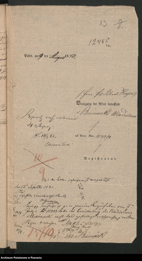 Obraz 16 z jednostki "A. betr. den Gymnasiasten Wladislaus von Biernacki"