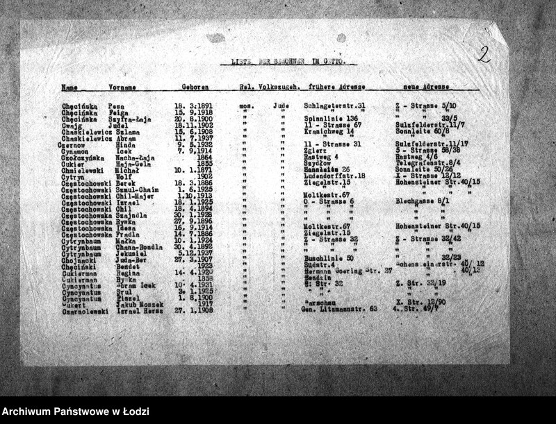 Obraz 6 z jednostki "[Alfabetyczny spis mieszkańców getta. Litera C]"