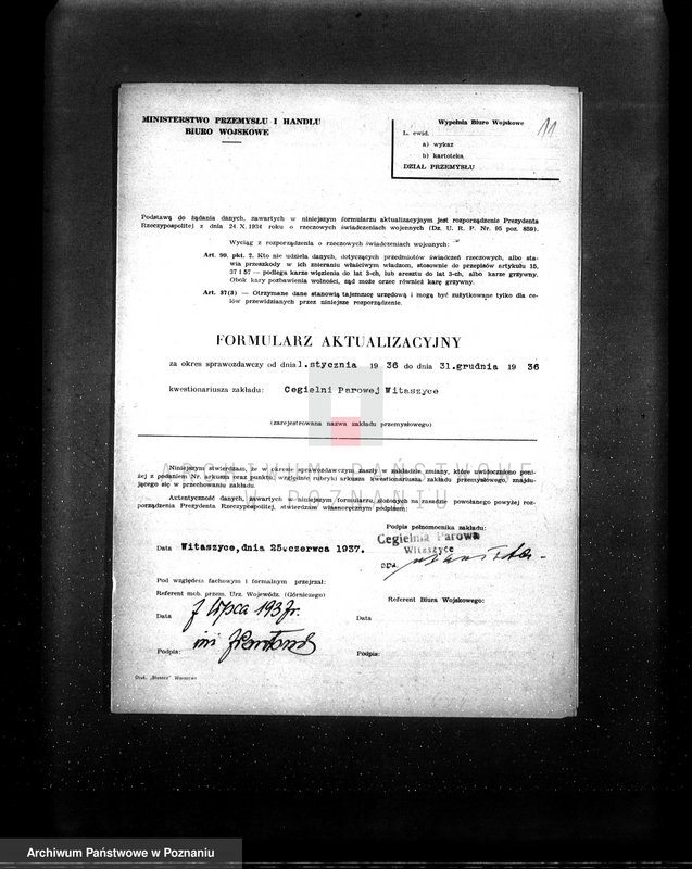 Obraz 15 z jednostki "Kwestionariusz Cegielnia Parowa w Witaszycach pow. jarociński"