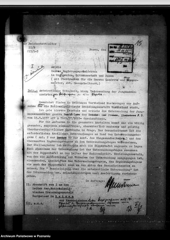 Obraz 19 z jednostki "Tropendiensttauglichkeit. Erholungsfürsorge für Volksdeutsche. Untersuchung der Leistungspolen durch die Gesundheitsämter. Tauglichteitsuntersuchung für das Lehramt."