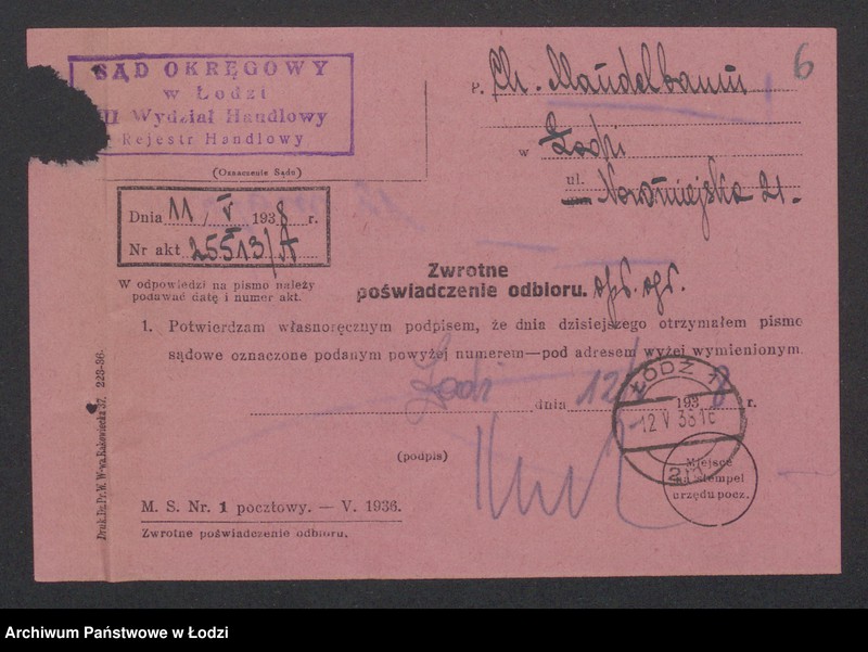 Obraz 8 z jednostki "Chaim Pinkwas Mandelbaum- sprzedaż pończoch i galanterii"