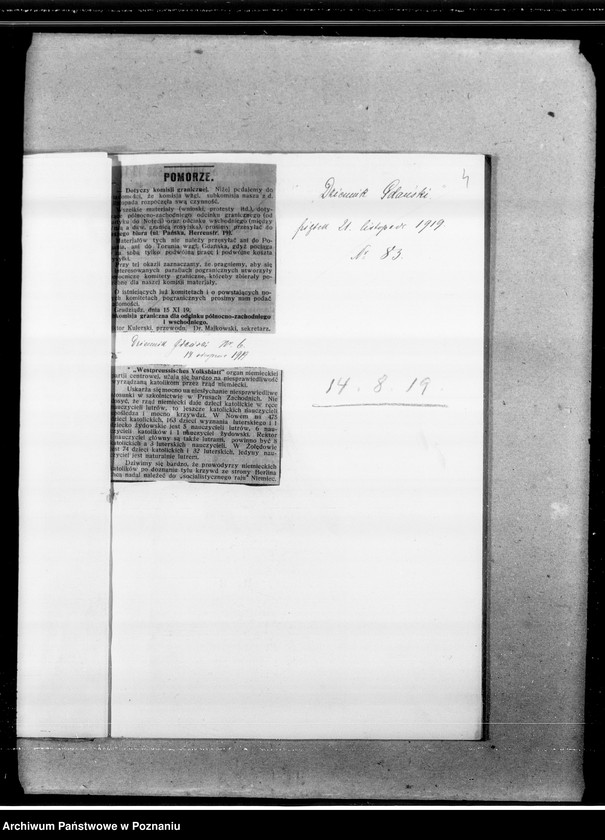 image.from.unit.number "Sprawa wolnego miasta Gdańska [wycinki prasowe z "Dziennika Gdańskiego"]"