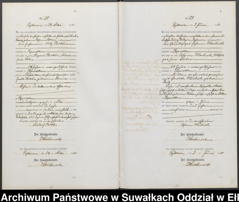 image.from.unit.number "C 2. Sterbe=Register (Neben=Register) Standesamt Rydzewen"
