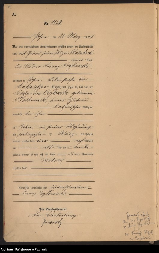 Obraz 13 z jednostki "Księga miejscowa urodzeń tom III"