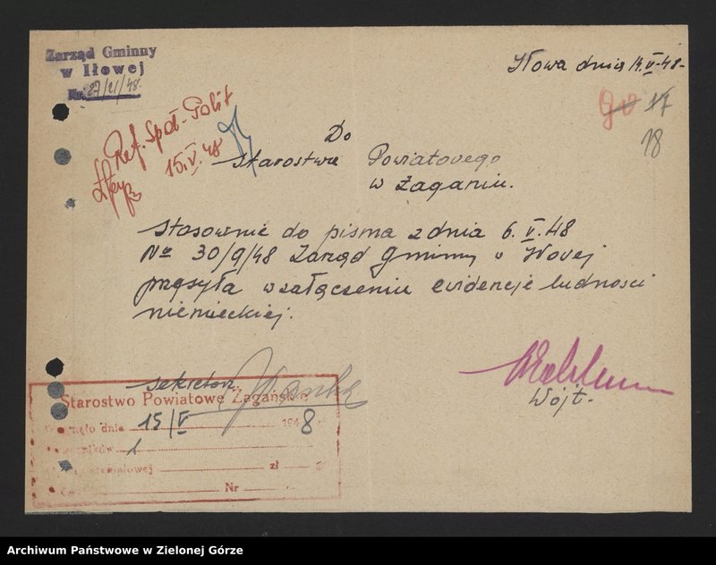 Obraz 20 z jednostki "Sprawy ludności niemieckiej - wysiedlanie Niemców - pisma , okólniki ."