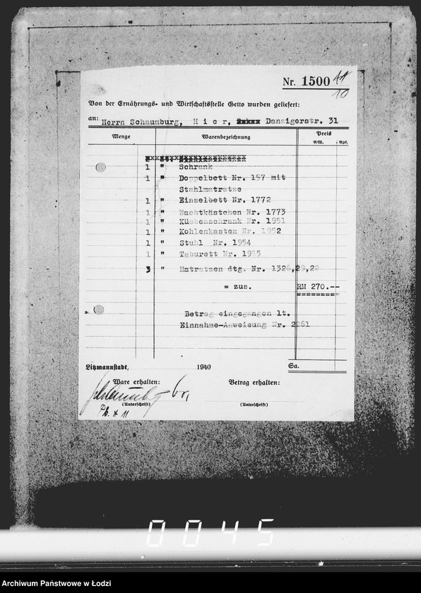 Obraz 14 z jednostki "Konto 00, Kom 1-65 [Zamówienia i rachunki za meble biurowe i sprzęty domowe]"