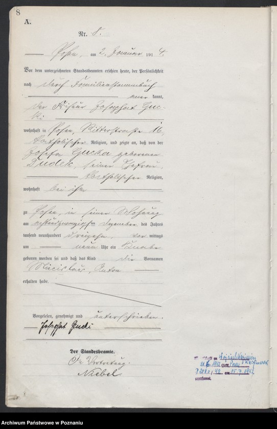 Obraz 10 z jednostki "Księga miejscowa urodzeń tom I [Rejestr główny urodzeń]"