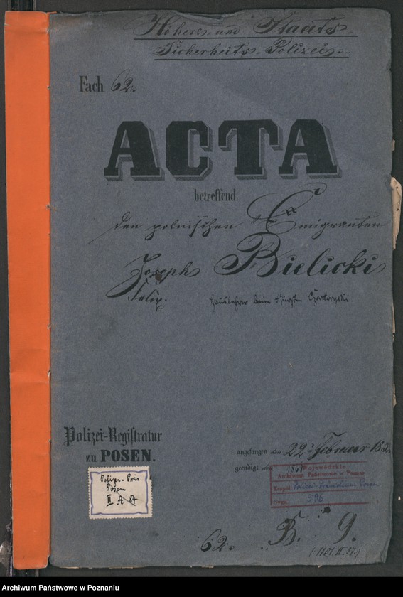 Obraz 2 z jednostki "A. betr. den polnischen Emigranten Josef Felix Bielicki Hauslehrer beim Fürsten Czartoryski"