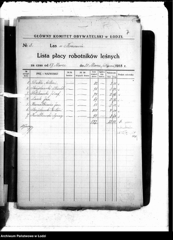 Obraz 11 z jednostki "Listy płacy lasu w Kraszewie"