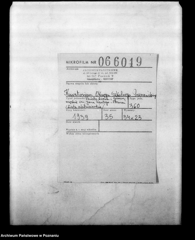 Obraz 2 z jednostki "Państwowe Liceum i Gimnazjum męskie imienia Jana Kantego - Poznań [lista abiturientów]"