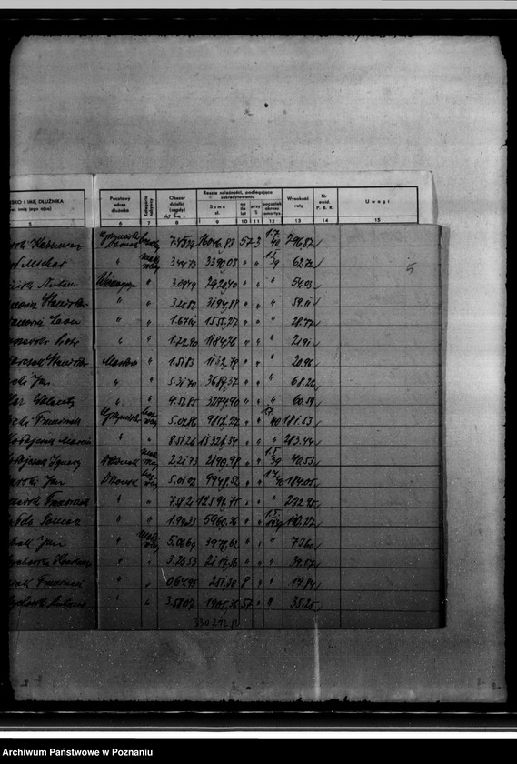 Obraz 9 z jednostki "/Wykaz dłużników osad gruntowych/ wykaz orzeczeń z art. 61 ustawy o wykonaniu reformy rolnej przekazanych do administracji P.B. Rolnego"