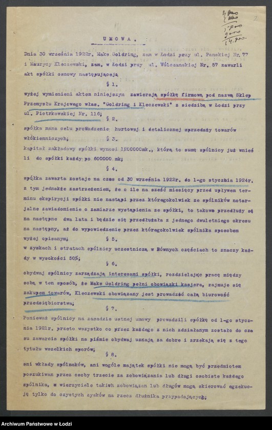 Obraz 4 z jednostki "Goldring i Kleczewski – sprzedaż towarów manufakturowych"