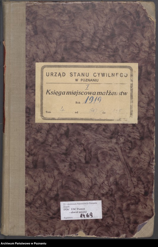 Obraz 2 z jednostki "Księga miejscowa małżeństw tom IV[Rejestr główny małżeństw]"