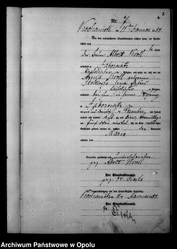 image.from.unit.number "Urząd Stanu Cywilnego Kochaniec Księga urodzeń rok 1884"